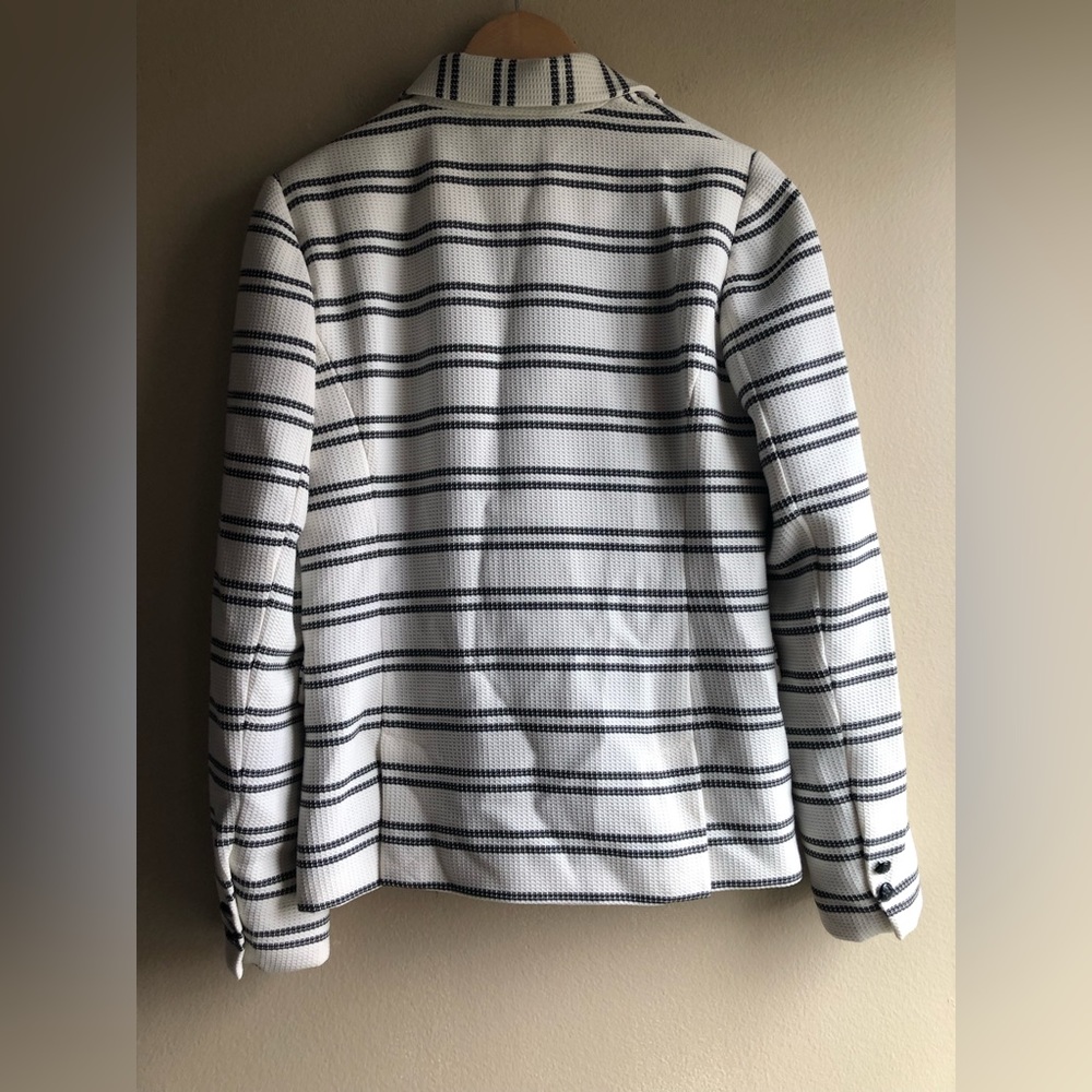 Willi Smith Women’s Long Sleeve Button White Black Stripped Jacket Size Small - Picture 10 of 13